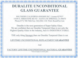 Duralite Unconditional Glass Guarantee